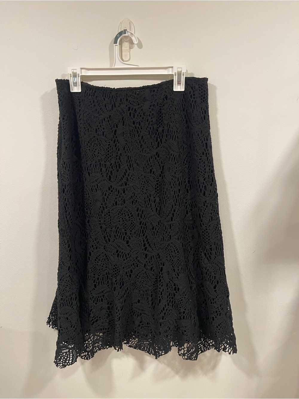 Women’s Black Crochet A-Line Skirt